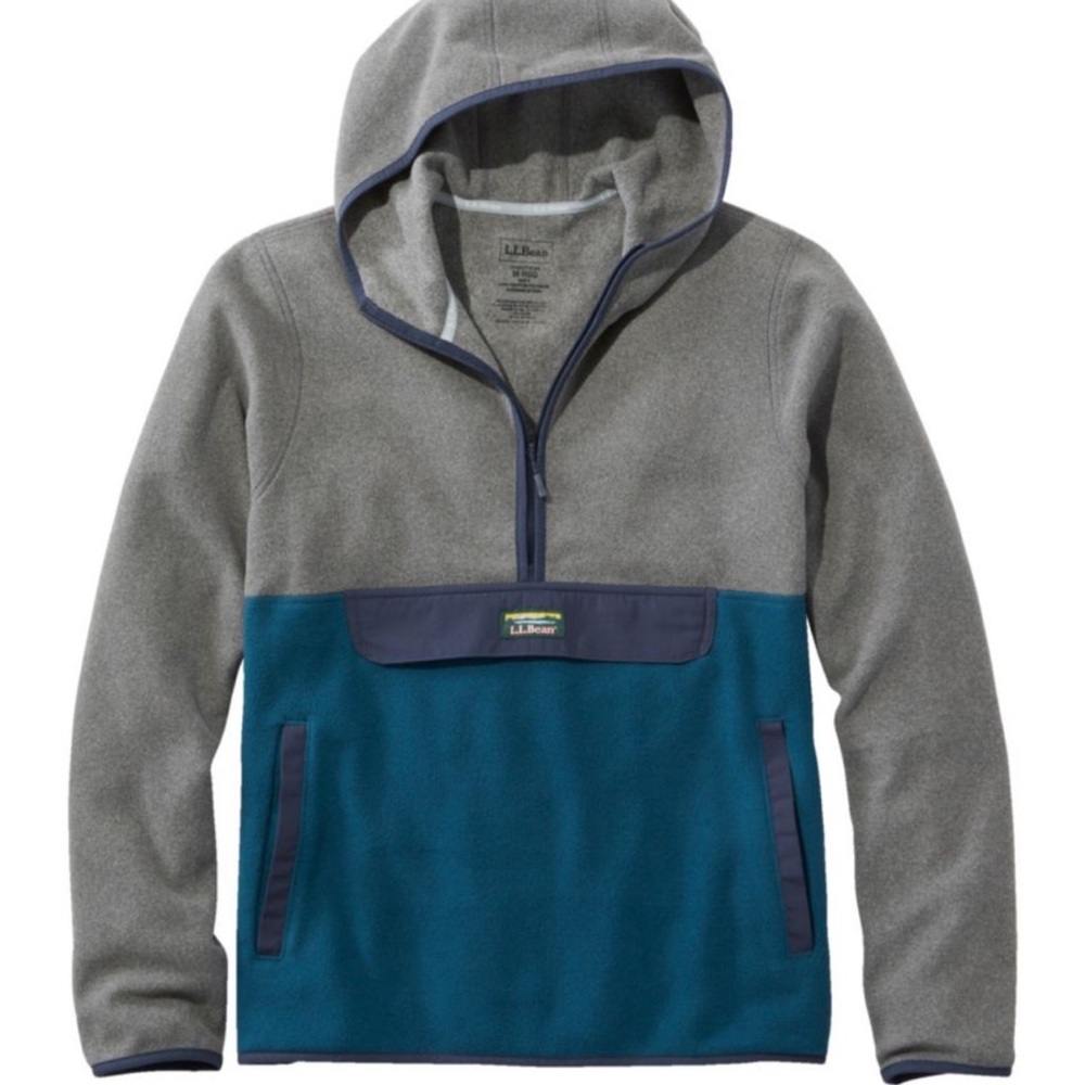 L.L.Bean Gray and Blue Fleece Pullover